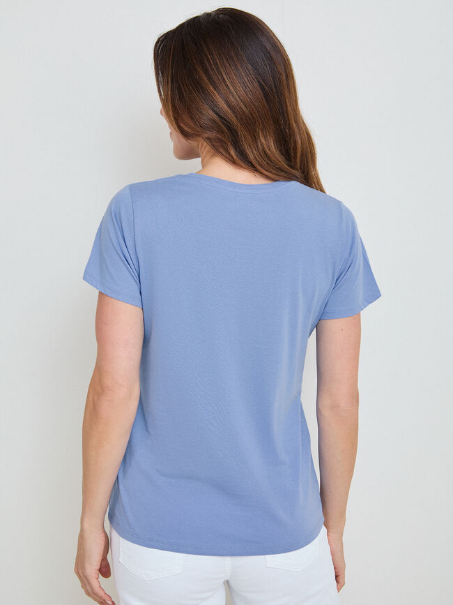 CAMISETA LETRAS BRILLANTES Azul Chambray