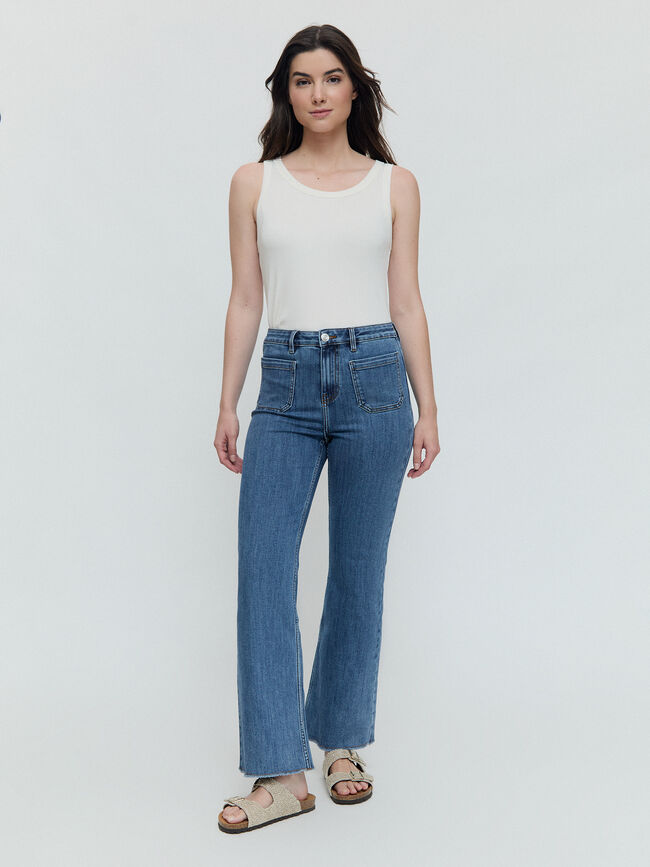 VAQUERO FLARE CROP Mid blue