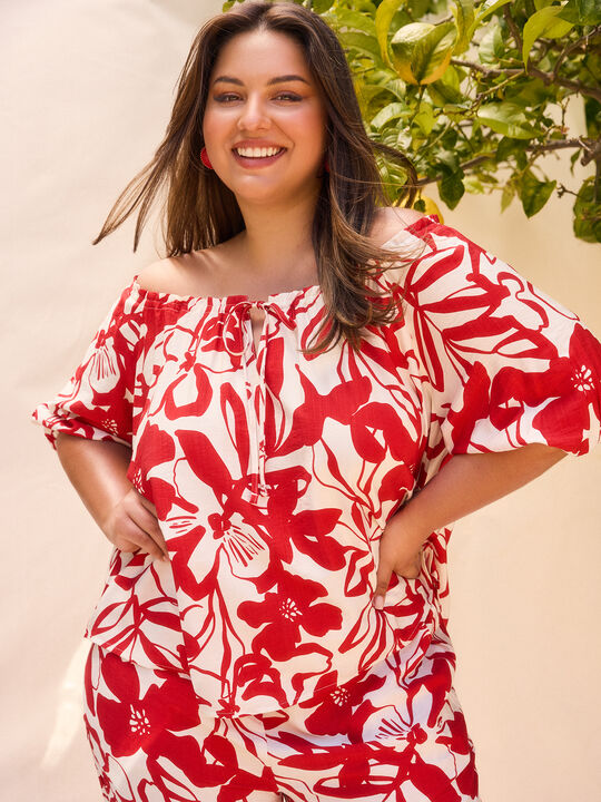 BLUSA CUELLO GOMA Rojo image number null