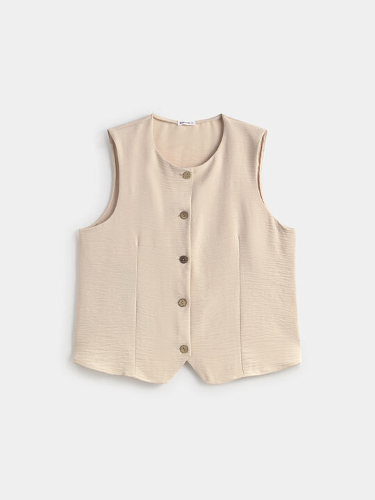 CHALECO BOTONES PEQUE&Ntilde;OS Marfil image number null