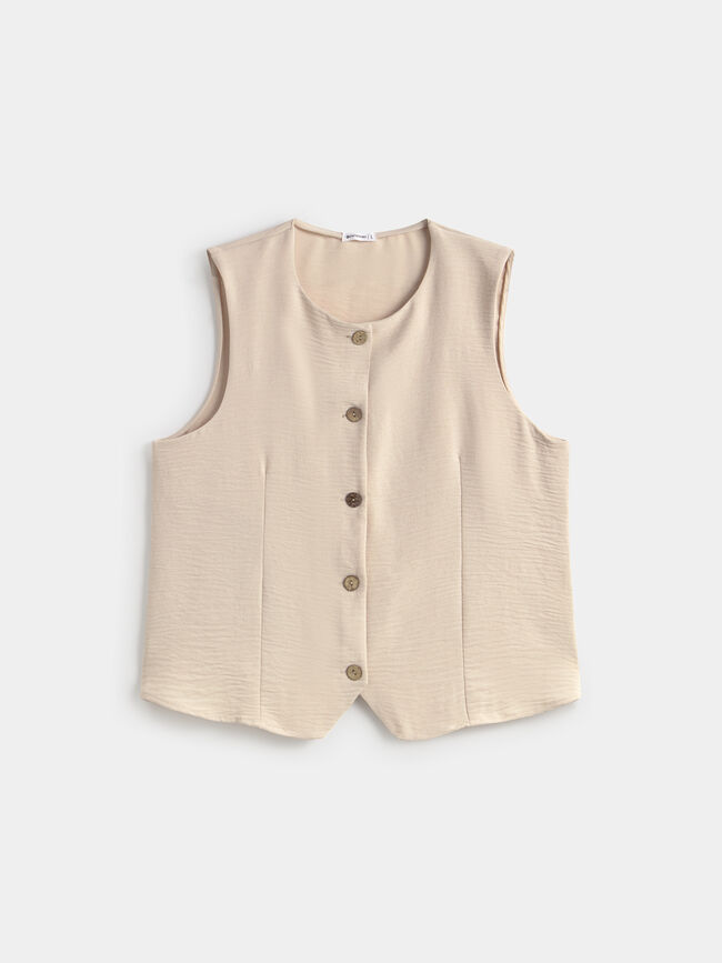 CHALECO BOTONES PEQUE&Ntilde;OS Marfil