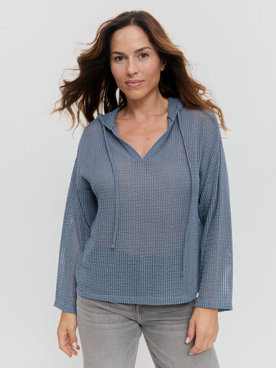 SUDADERA CALADA Azul Grisaceo image number null