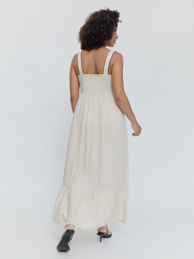 VESTIDO DETALLE ONDULINA Beige