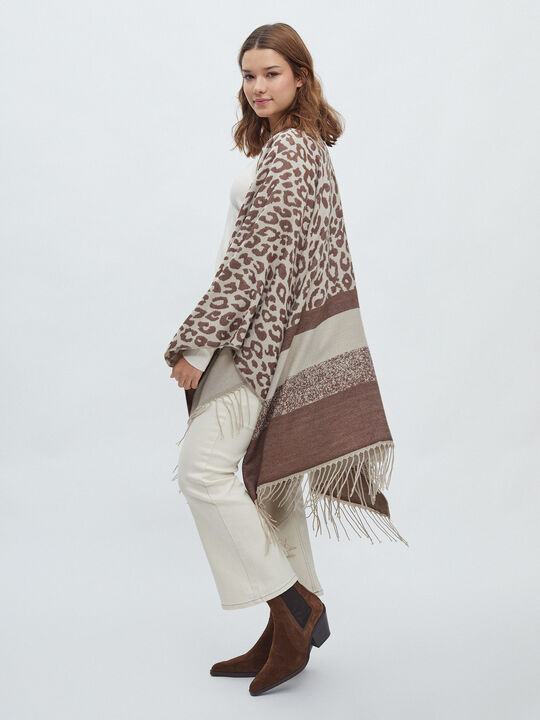 PONCHO ANIMAL PRINT Beig Oscuro image number null