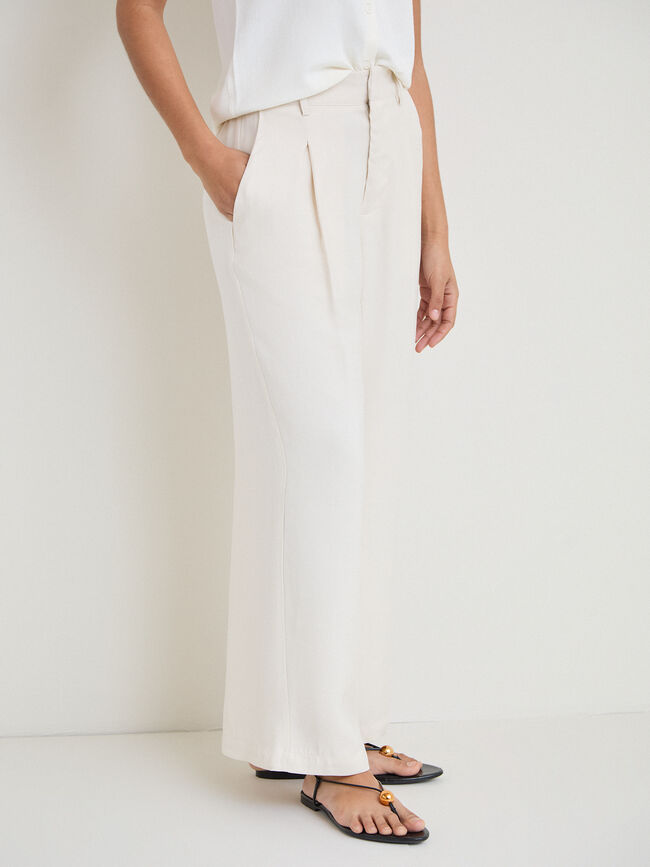 PANTAL&Oacute;N ANCHO PINZAS Beige