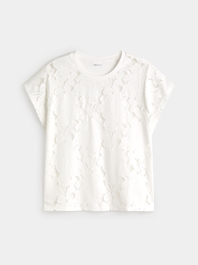 CAMISETA BIMATERIA BORDADO Blanco Optico