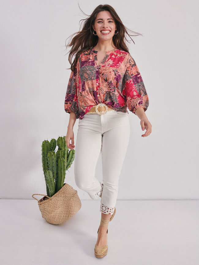 BLUSA ESTAMPADA Fucsia Oscuro