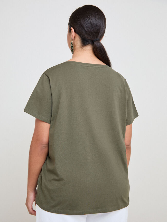 CAMISETA PALMERAS BORDADAS Kaki