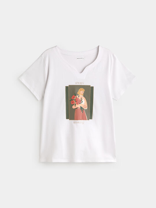 CAMISETA MUCHACHA FLORES Blanco Optico image number null