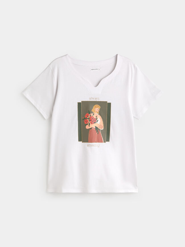 CAMISETA MUCHACHA FLORES Blanco Optico