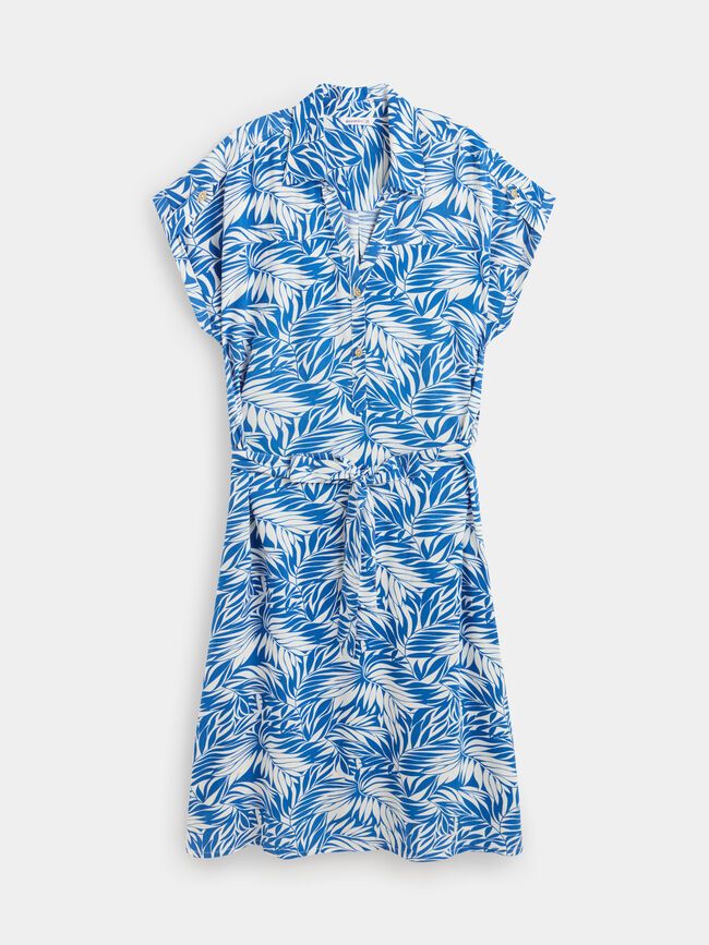 Vestido camisero estampado Azul Brillante