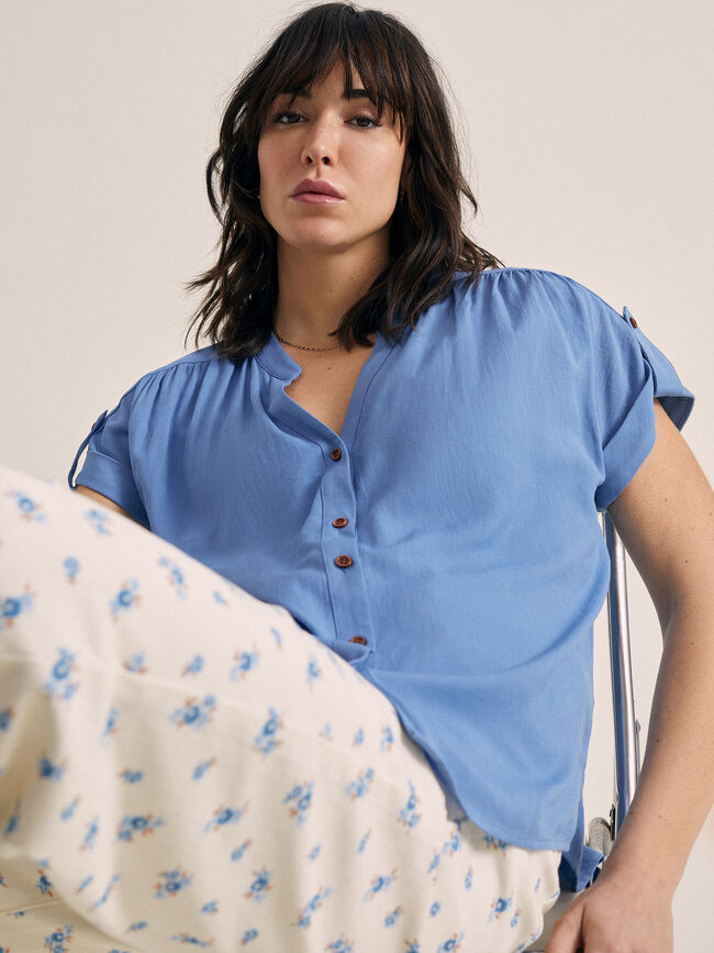 Blusa abotonada lino Azulon