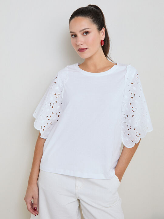 CAMISETA DETALLE MANGAS Blanco Optico image number null