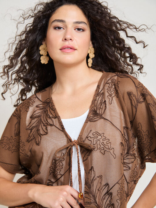 CHAQUETA CALADA PALMERAS Marron image number null