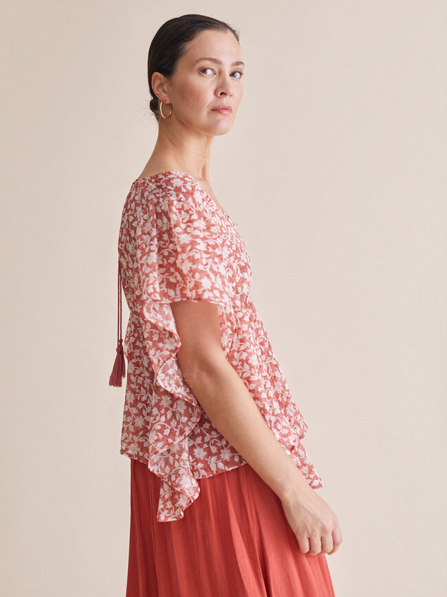 BLUSA detalle volante en mangas Estampado 1