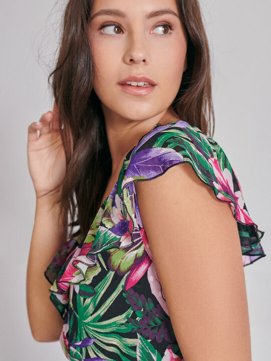 Vestido volantes estampado Estampado 1 image number null