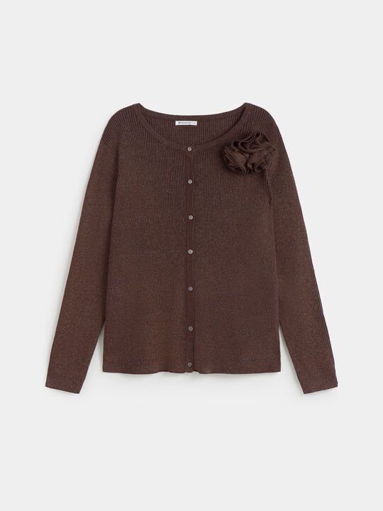 CARDIGAN CANALE BRILLO Marron chocolat image number null
