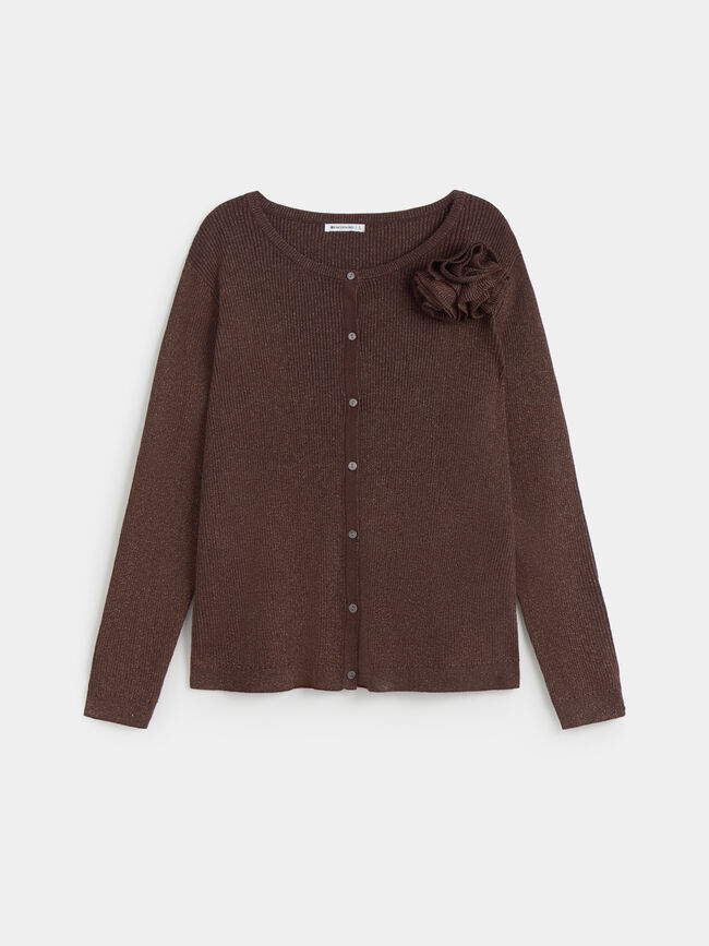 CARDIGAN CANALE BRILLO Marron chocolat