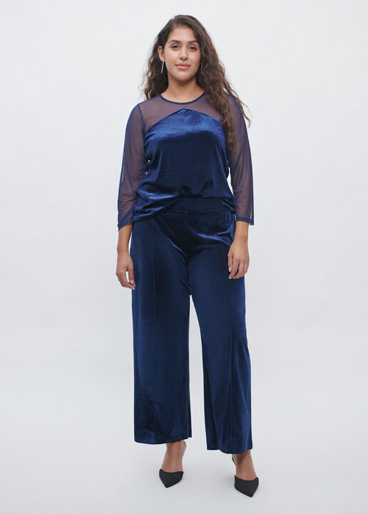 PANTALÓN ANCHO TERCIOPELO Azul Oscuro image number null