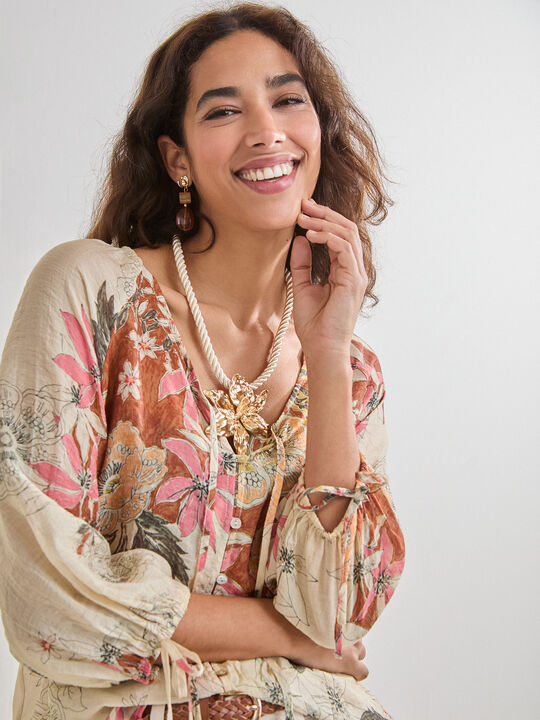 BLUSA ESTAMPADA CORD&Oacute;N Crudo image number null