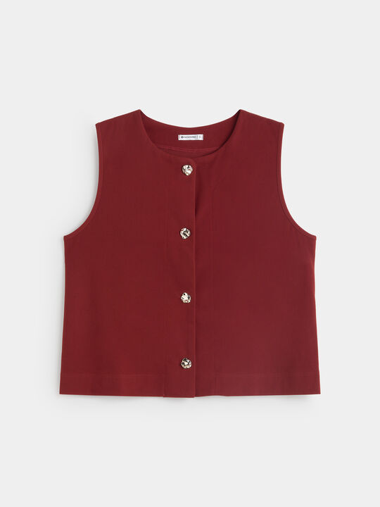 CHALECO CORTO BOTONES Teja image number null