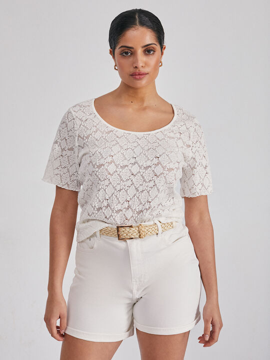 Camiseta encaje Blanco Hueso image number null