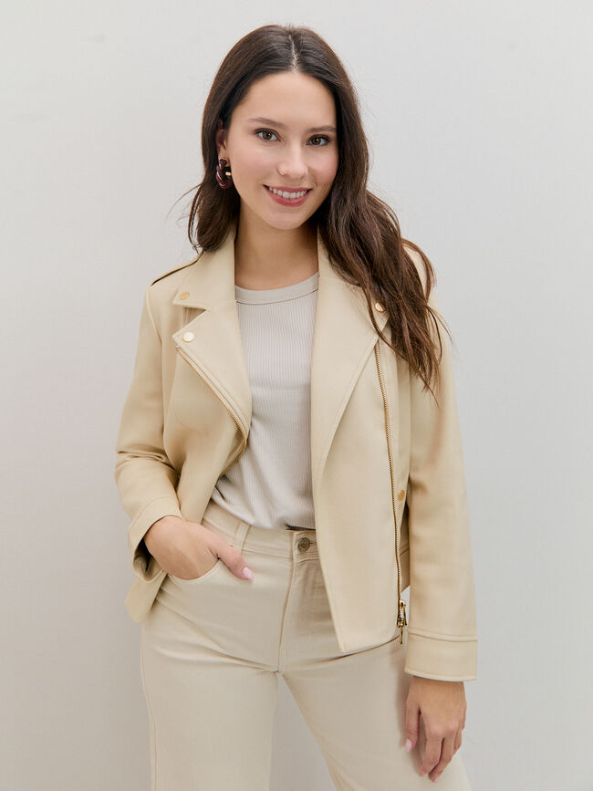 CAZADORA CREMALLERA CRUZADA Crudo