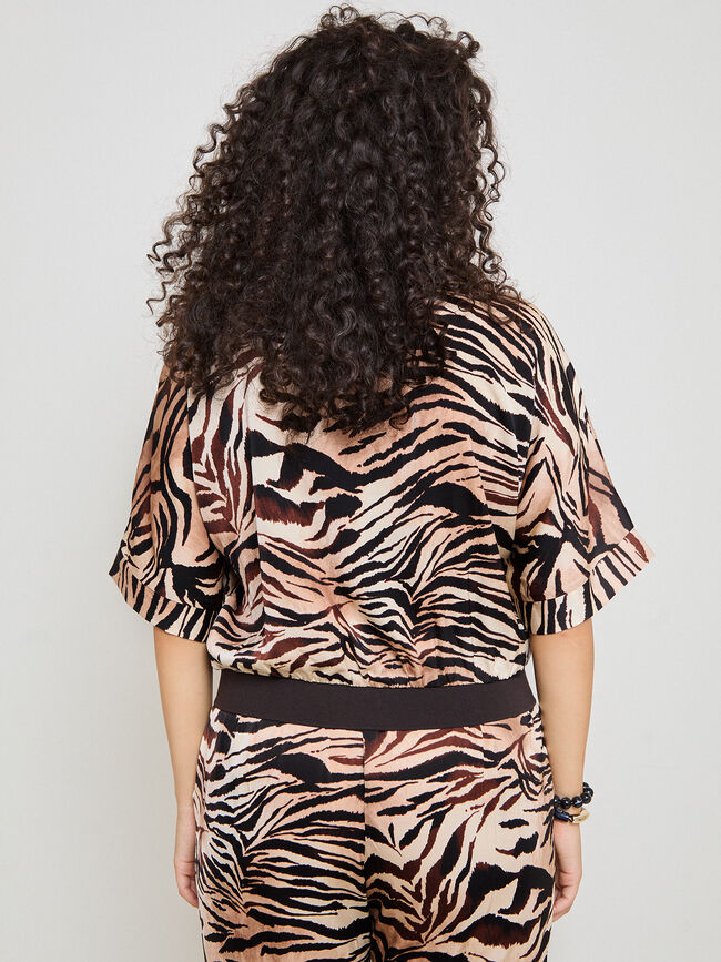 CHAQUETA FLUIDA ESTAMPADA Camel