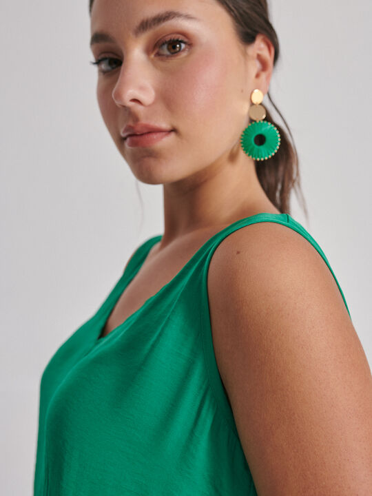 Top fluido satinado Verde Brillante image number null