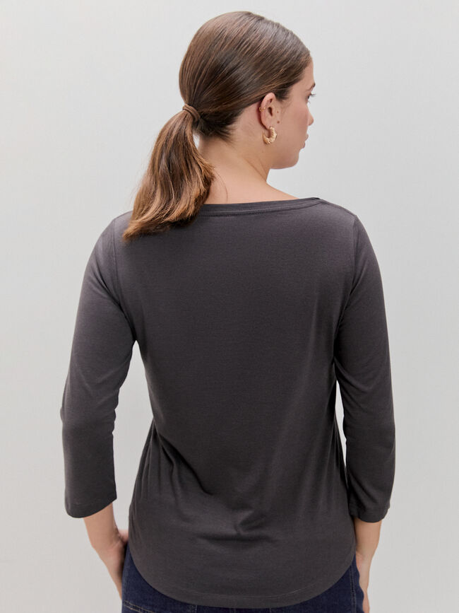 CAMISETA BORDADA ESTRELLAS Gris Oscuro