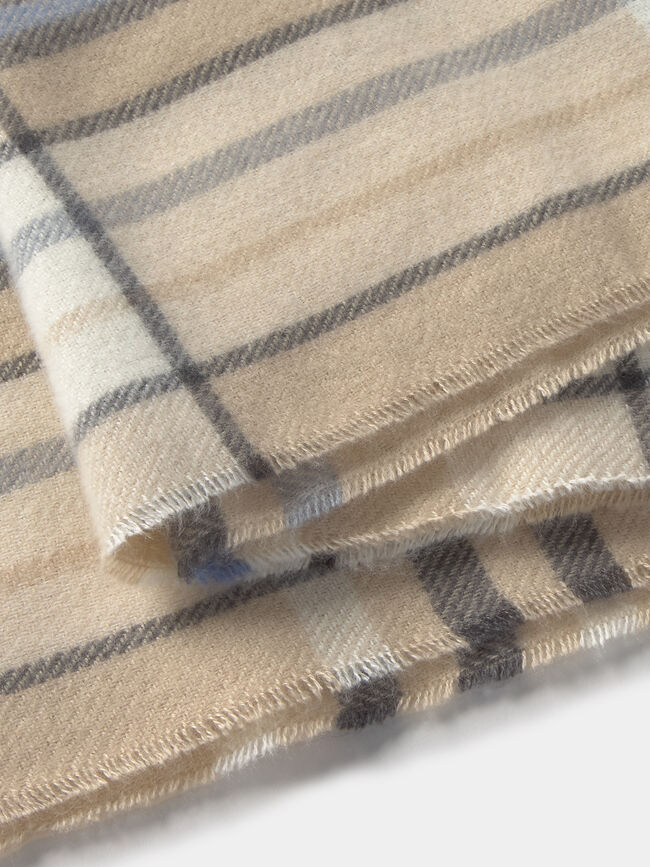 BUFANDA DISEÑO CUADROS Crudo