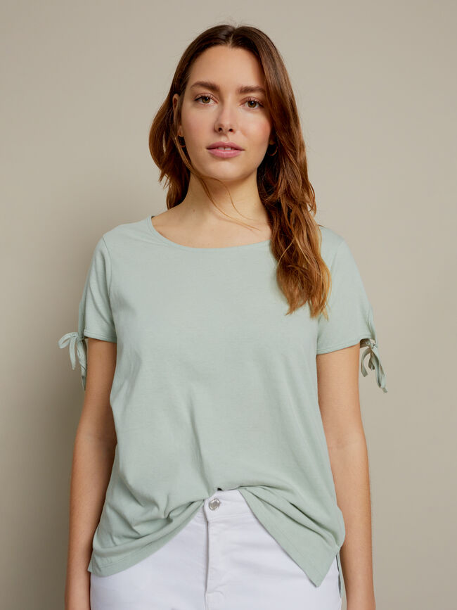 Camiseta detalle nudo 100% algodón Perla Verdoso