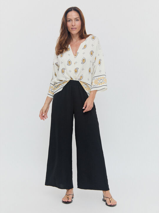 PANTALON ANCHO FLUIDO Negro image number null