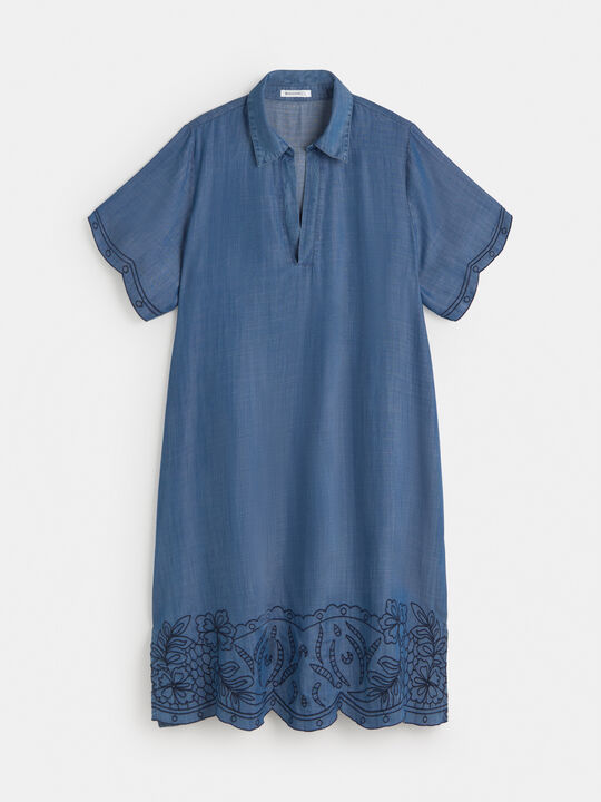 VESTIDO CORTO BORDADO Dark blue image number null