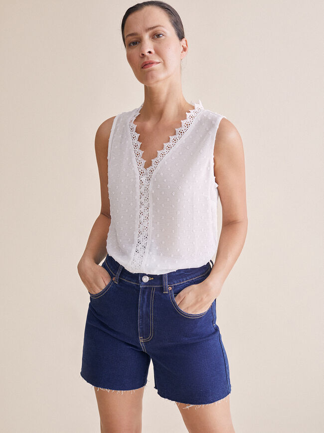 Blusa detalle puntilla Blanco Optico