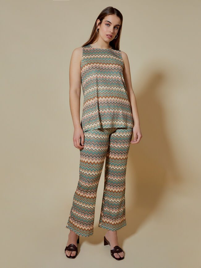 PANTALON FLARE ESTAMPADO Crudo