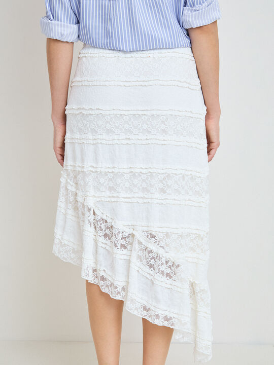 FALDA BLONDA ASIM&Eacute;TRICA Blanco Hueso image number null