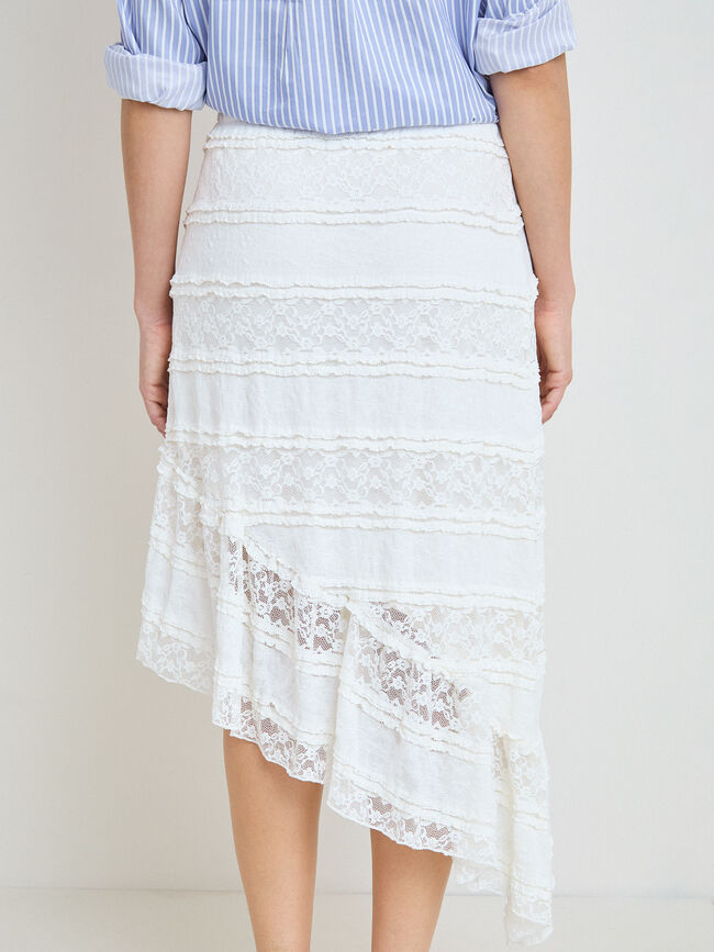 FALDA BLONDA ASIM&Eacute;TRICA Blanco Hueso