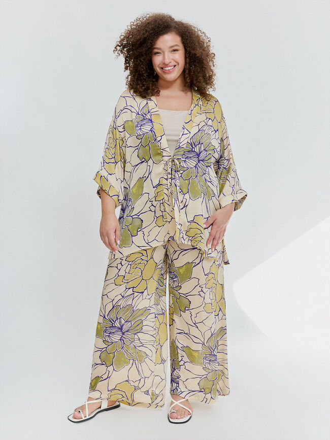 PANTALON FLUIDO LARGO Blanco Optico