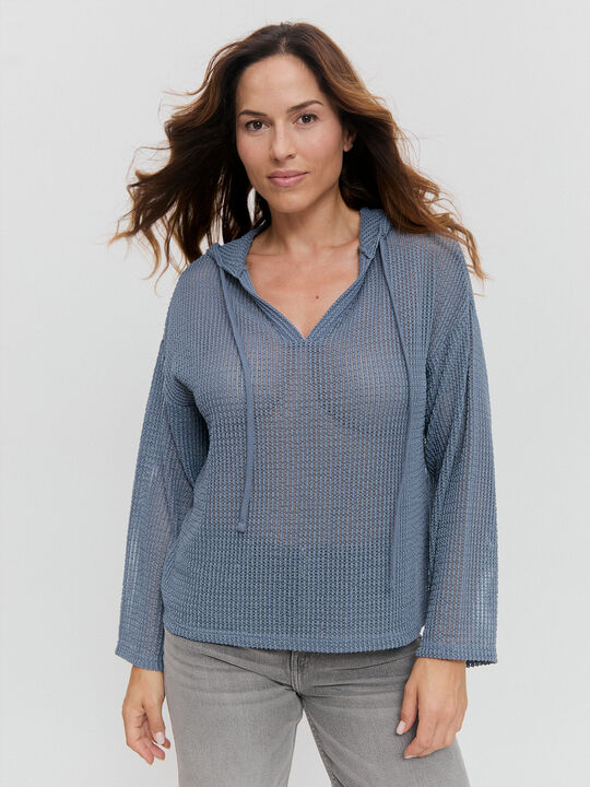SUDADERA CALADA Azul Grisaceo image number null