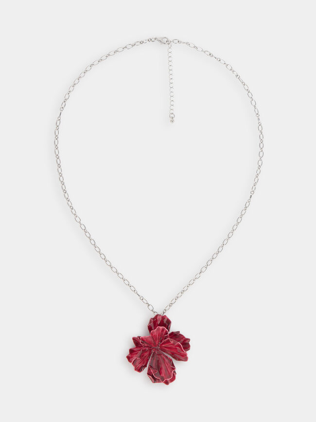 COLLAR ACRILICO FLOR Burdeos