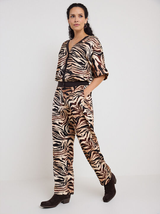 PANTAL&Oacute;N ESTAMPADO CONJUNTO Camel image number null