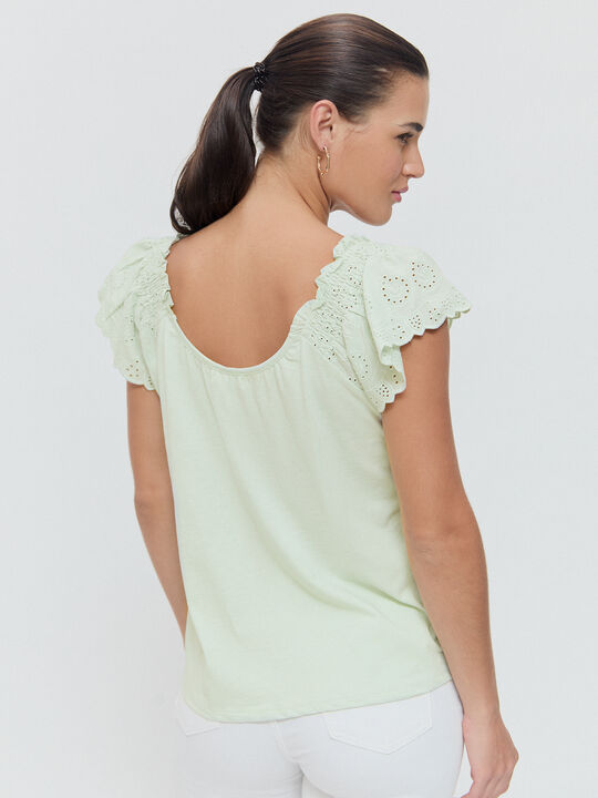 CAMISETA ESCOTE CORAZÓN Verde Agua Clar image number null