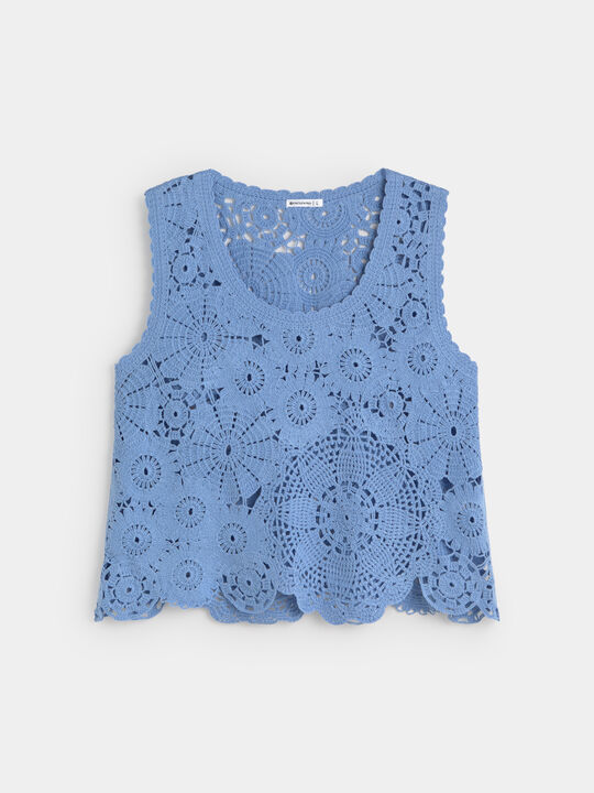 TOP CUELLO REDONDO Azul Chambray image number null