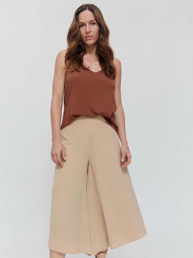 PANTALON ANCHO FLUIDO Camel