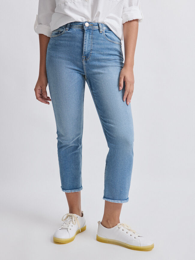 VAQUERO RECTO CROP Mid blue