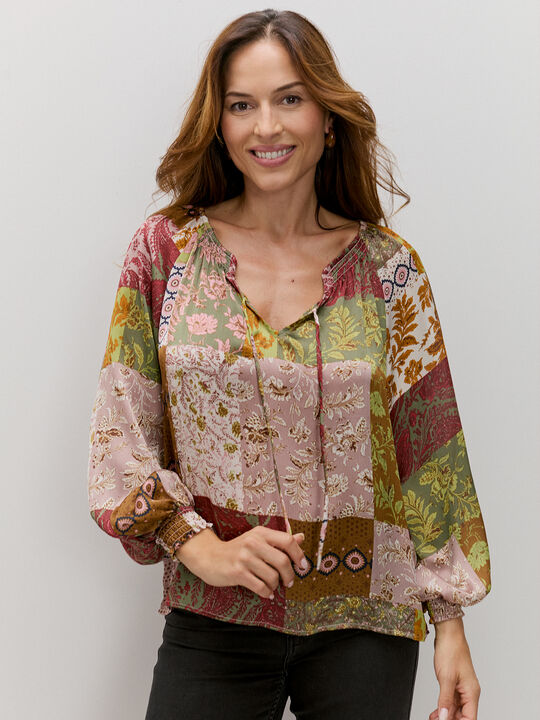 BLUSA ESTAMPADA Burdeos image number null