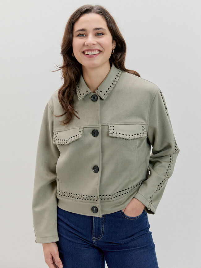 CAZADORA DETALLES TRENZADOS kaki claro