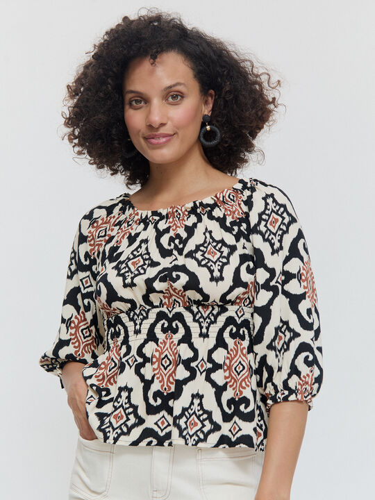 BLUSA ESTAMPADA GOMA Negro image number null