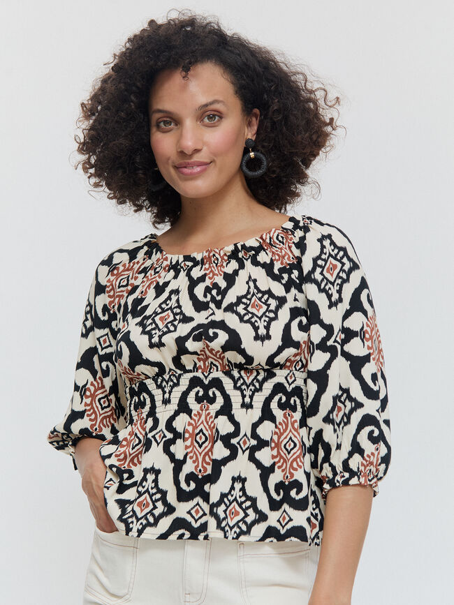 BLUSA ESTAMPADA GOMA Negro
